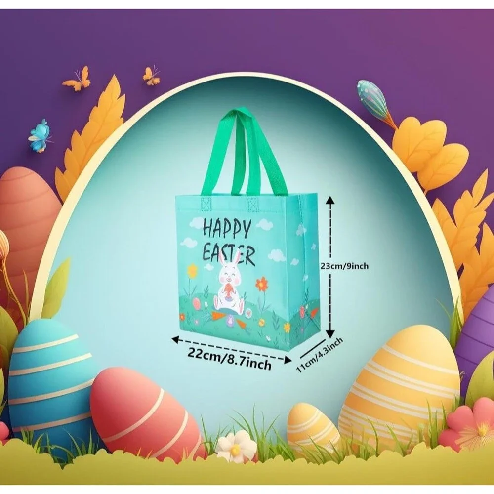 18PCS Easter Gift Bags Easter Treat Bags with Handles 6 Design*3 New
